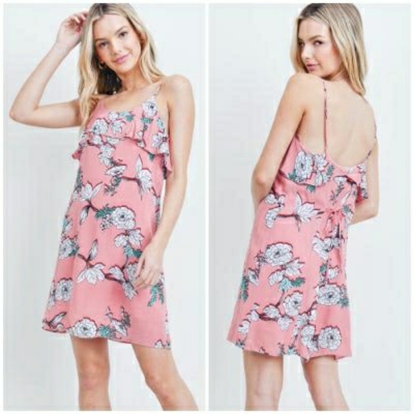 Everly Dresses & Skirts - EVERLY Chic Mauve Floral Flowy Short Dress